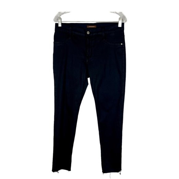 James Jeans Womens Twiggy Skinny Jeans Black Coated Waxed Raw Hem size 32 - Picture 2 of 12